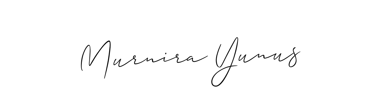 Make a beautiful signature design for name Murnira Yunus. With this signature (Allison_Script) style, you can create a handwritten signature for free. Murnira Yunus signature style 2 images and pictures png