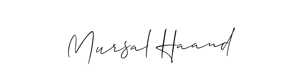 Allison_Script is a professional signature style that is perfect for those who want to add a touch of class to their signature. It is also a great choice for those who want to make their signature more unique. Get Mursal Haand name to fancy signature for free. Mursal Haand signature style 2 images and pictures png