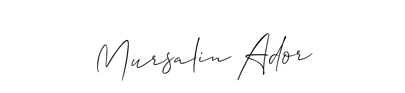 Similarly Allison_Script is the best handwritten signature design. Signature creator online .You can use it as an online autograph creator for name Mursalin Ador. Mursalin Ador signature style 2 images and pictures png