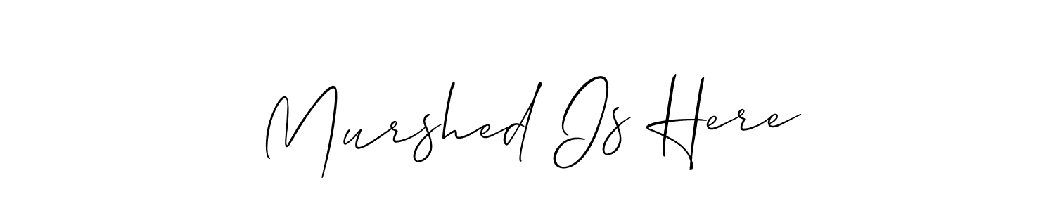The best way (Allison_Script) to make a short signature is to pick only two or three words in your name. The name Murshed Is Here include a total of six letters. For converting this name. Murshed Is Here signature style 2 images and pictures png