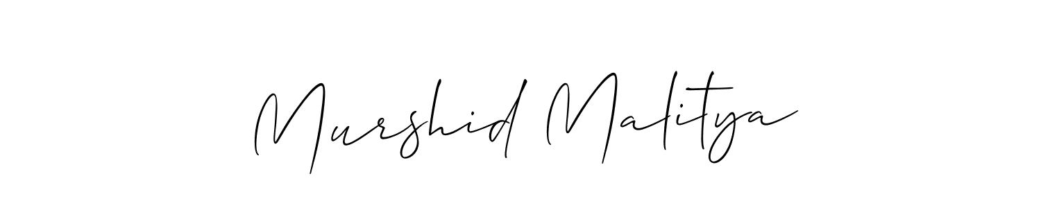 You should practise on your own different ways (Allison_Script) to write your name (Murshid Malitya) in signature. don't let someone else do it for you. Murshid Malitya signature style 2 images and pictures png