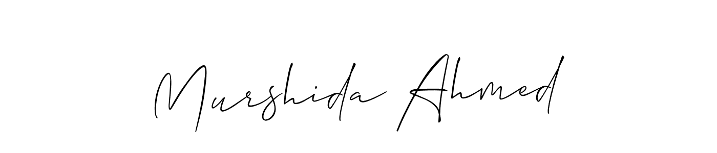 Similarly Allison_Script is the best handwritten signature design. Signature creator online .You can use it as an online autograph creator for name Murshida Ahmed. Murshida Ahmed signature style 2 images and pictures png