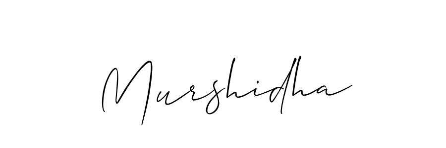 The best way (Allison_Script) to make a short signature is to pick only two or three words in your name. The name Murshidha include a total of six letters. For converting this name. Murshidha signature style 2 images and pictures png
