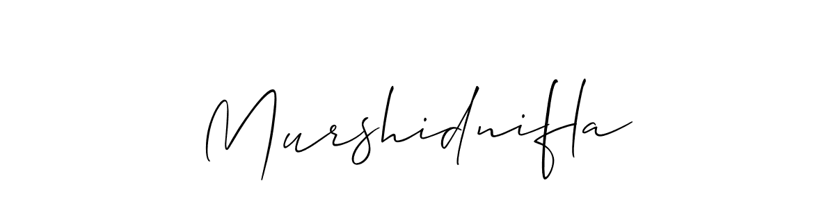 The best way (Allison_Script) to make a short signature is to pick only two or three words in your name. The name Murshidnifla include a total of six letters. For converting this name. Murshidnifla signature style 2 images and pictures png