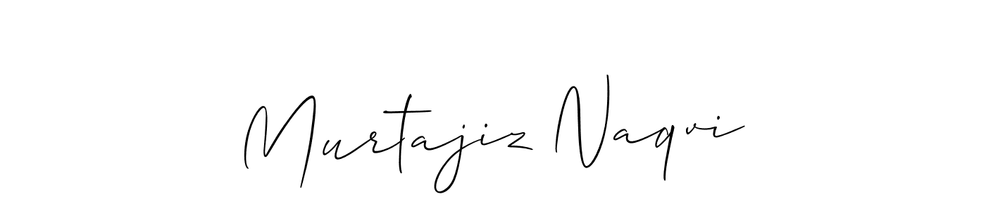 Allison_Script is a professional signature style that is perfect for those who want to add a touch of class to their signature. It is also a great choice for those who want to make their signature more unique. Get Murtajiz Naqvi name to fancy signature for free. Murtajiz Naqvi signature style 2 images and pictures png