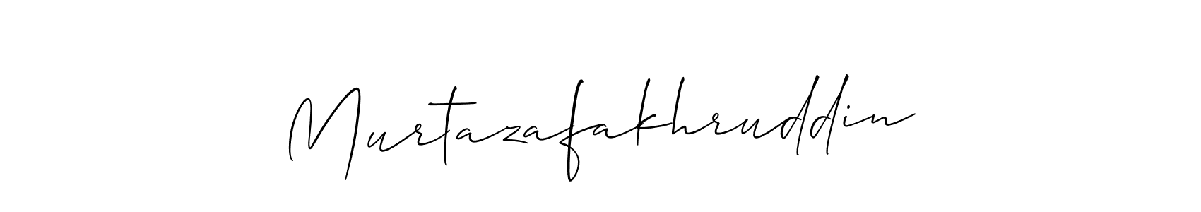 Use a signature maker to create a handwritten signature online. With this signature software, you can design (Allison_Script) your own signature for name Murtazafakhruddin. Murtazafakhruddin signature style 2 images and pictures png