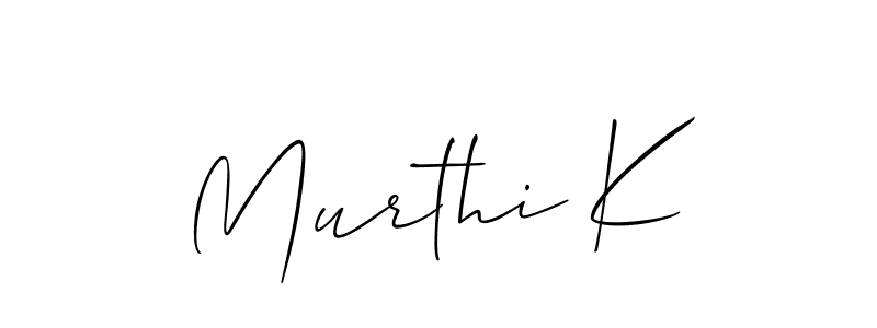 Use a signature maker to create a handwritten signature online. With this signature software, you can design (Allison_Script) your own signature for name Murthi K. Murthi K signature style 2 images and pictures png