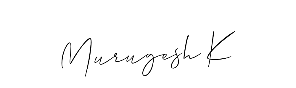 Use a signature maker to create a handwritten signature online. With this signature software, you can design (Allison_Script) your own signature for name Murugesh K. Murugesh K signature style 2 images and pictures png