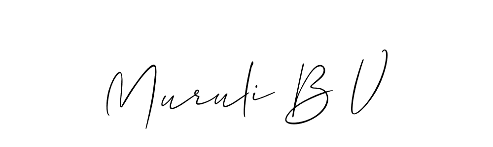 Allison_Script is a professional signature style that is perfect for those who want to add a touch of class to their signature. It is also a great choice for those who want to make their signature more unique. Get Muruli B V name to fancy signature for free. Muruli B V signature style 2 images and pictures png