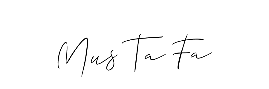 Also You can easily find your signature by using the search form. We will create Mus Ta Fa name handwritten signature images for you free of cost using Allison_Script sign style. Mus Ta Fa signature style 2 images and pictures png