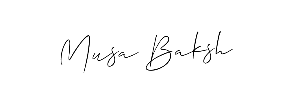 How to make Musa Baksh name signature. Use Allison_Script style for creating short signs online. This is the latest handwritten sign. Musa Baksh signature style 2 images and pictures png