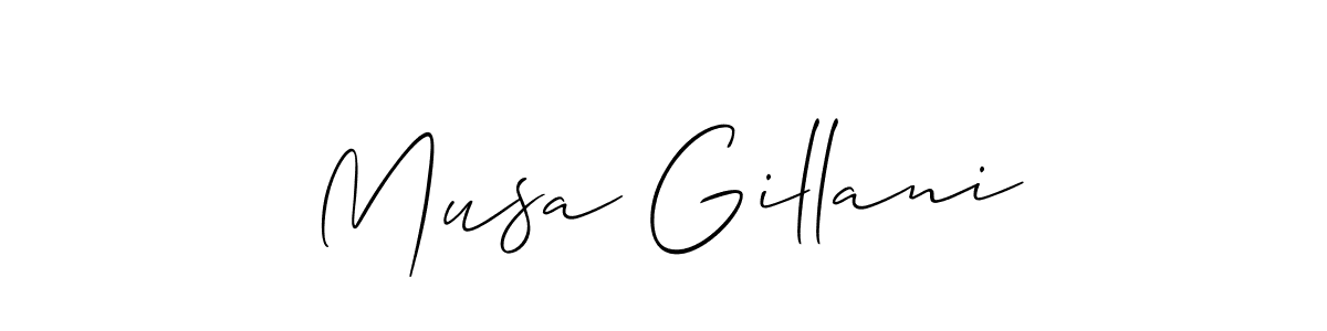Make a short Musa Gillani signature style. Manage your documents anywhere anytime using Allison_Script. Create and add eSignatures, submit forms, share and send files easily. Musa Gillani signature style 2 images and pictures png