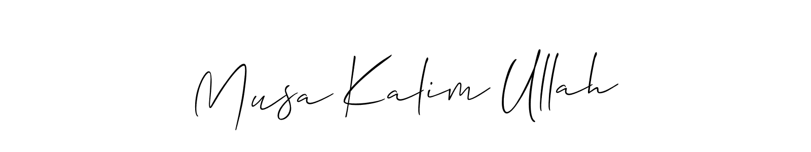 Design your own signature with our free online signature maker. With this signature software, you can create a handwritten (Allison_Script) signature for name Musa Kalim Ullah. Musa Kalim Ullah signature style 2 images and pictures png