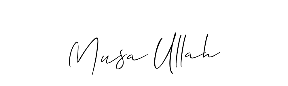 Make a beautiful signature design for name Musa Ullah. With this signature (Allison_Script) style, you can create a handwritten signature for free. Musa Ullah signature style 2 images and pictures png