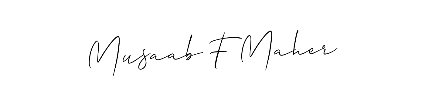 How to Draw Musaab F Maher signature style? Allison_Script is a latest design signature styles for name Musaab F Maher. Musaab F Maher signature style 2 images and pictures png