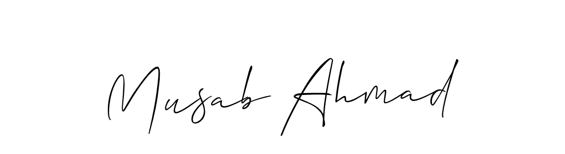 The best way (Allison_Script) to make a short signature is to pick only two or three words in your name. The name Musab Ahmad include a total of six letters. For converting this name. Musab Ahmad signature style 2 images and pictures png