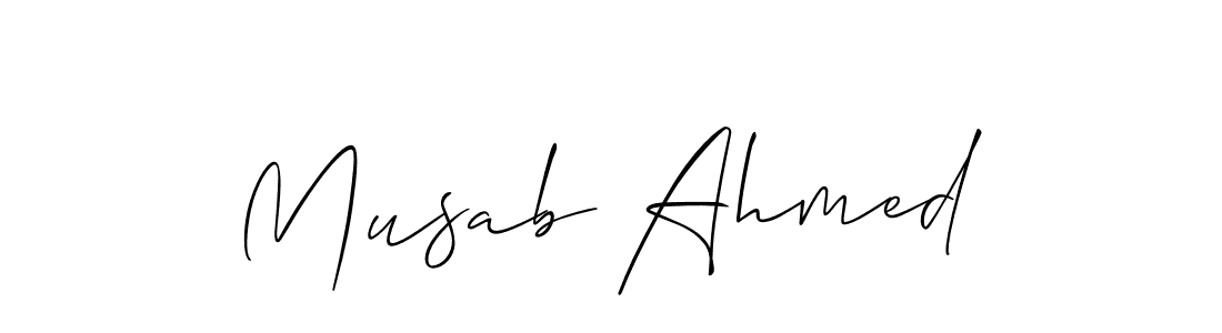 How to make Musab Ahmed signature? Allison_Script is a professional autograph style. Create handwritten signature for Musab Ahmed name. Musab Ahmed signature style 2 images and pictures png