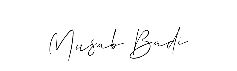 Similarly Allison_Script is the best handwritten signature design. Signature creator online .You can use it as an online autograph creator for name Musab Badi. Musab Badi signature style 2 images and pictures png