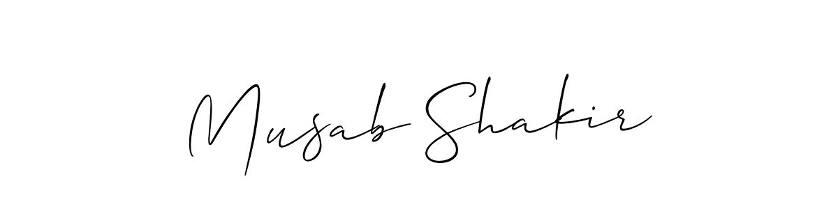 Musab Shakir stylish signature style. Best Handwritten Sign (Allison_Script) for my name. Handwritten Signature Collection Ideas for my name Musab Shakir. Musab Shakir signature style 2 images and pictures png