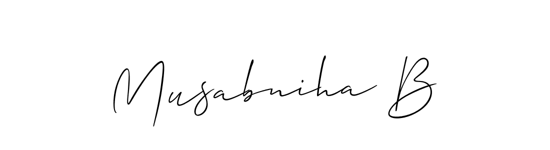 Check out images of Autograph of Musabniha B name. Actor Musabniha B Signature Style. Allison_Script is a professional sign style online. Musabniha B signature style 2 images and pictures png