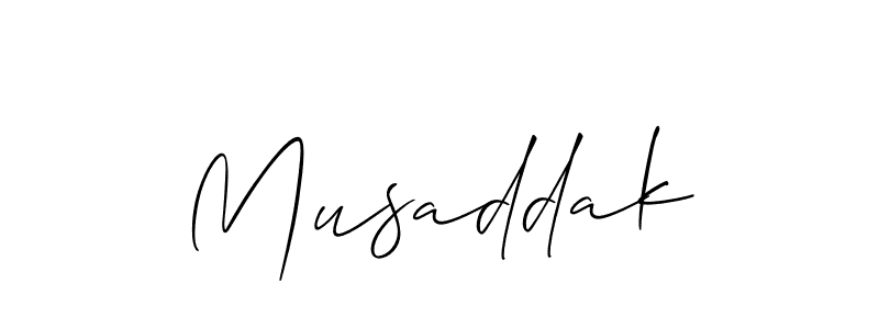 Design your own signature with our free online signature maker. With this signature software, you can create a handwritten (Allison_Script) signature for name Musaddak. Musaddak signature style 2 images and pictures png