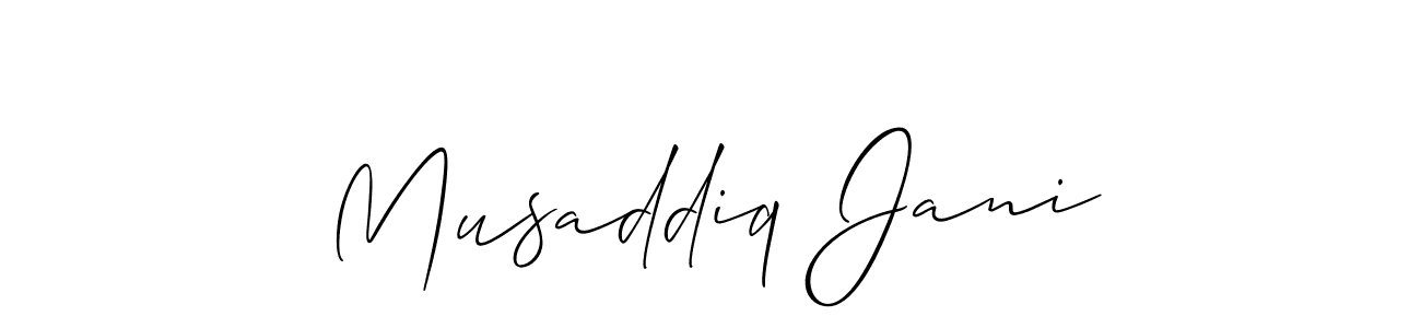 Also we have Musaddiq Jani name is the best signature style. Create professional handwritten signature collection using Allison_Script autograph style. Musaddiq Jani signature style 2 images and pictures png