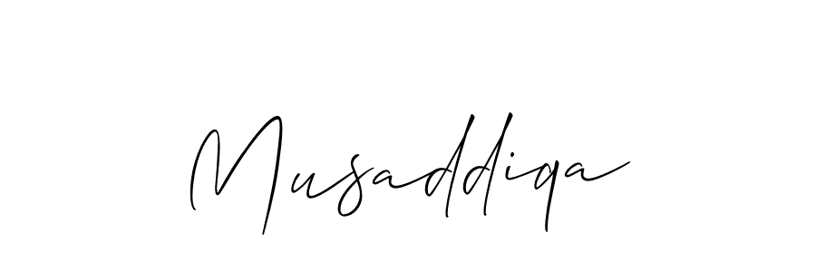 Create a beautiful signature design for name Musaddiqa. With this signature (Allison_Script) fonts, you can make a handwritten signature for free. Musaddiqa signature style 2 images and pictures png