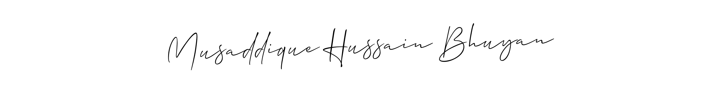 How to make Musaddique Hussain Bhuyan signature? Allison_Script is a professional autograph style. Create handwritten signature for Musaddique Hussain Bhuyan name. Musaddique Hussain Bhuyan signature style 2 images and pictures png