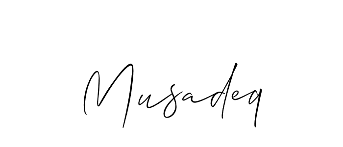 if you are searching for the best signature style for your name Musadeq. so please give up your signature search. here we have designed multiple signature styles  using Allison_Script. Musadeq signature style 2 images and pictures png