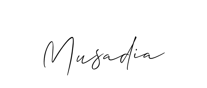How to make Musadia name signature. Use Allison_Script style for creating short signs online. This is the latest handwritten sign. Musadia signature style 2 images and pictures png