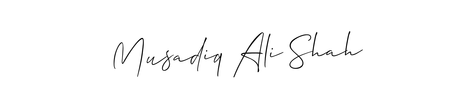 Similarly Allison_Script is the best handwritten signature design. Signature creator online .You can use it as an online autograph creator for name Musadiq Ali Shah. Musadiq Ali Shah signature style 2 images and pictures png