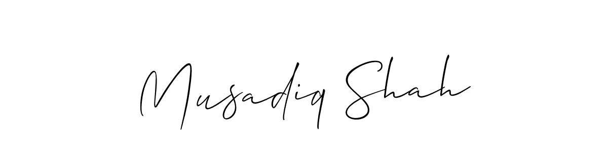 You should practise on your own different ways (Allison_Script) to write your name (Musadiq Shah) in signature. don't let someone else do it for you. Musadiq Shah signature style 2 images and pictures png