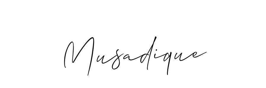 How to make Musadique name signature. Use Allison_Script style for creating short signs online. This is the latest handwritten sign. Musadique signature style 2 images and pictures png