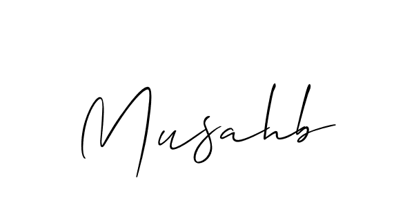 The best way (Allison_Script) to make a short signature is to pick only two or three words in your name. The name Musahb include a total of six letters. For converting this name. Musahb signature style 2 images and pictures png