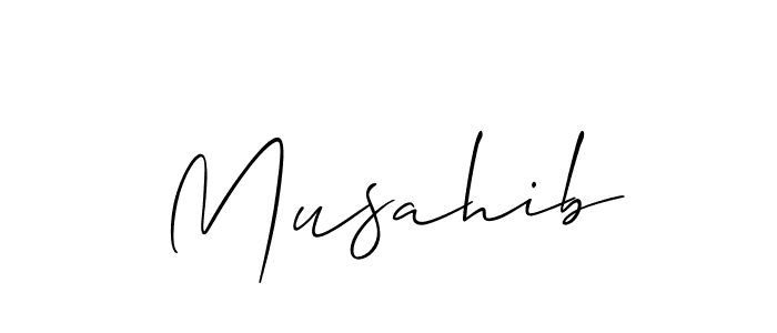 Create a beautiful signature design for name Musahib. With this signature (Allison_Script) fonts, you can make a handwritten signature for free. Musahib signature style 2 images and pictures png