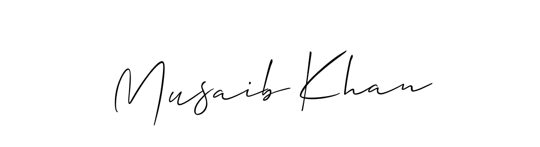 Create a beautiful signature design for name Musaib Khan. With this signature (Allison_Script) fonts, you can make a handwritten signature for free. Musaib Khan signature style 2 images and pictures png