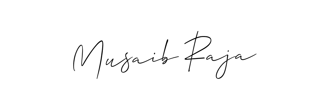 How to make Musaib Raja name signature. Use Allison_Script style for creating short signs online. This is the latest handwritten sign. Musaib Raja signature style 2 images and pictures png