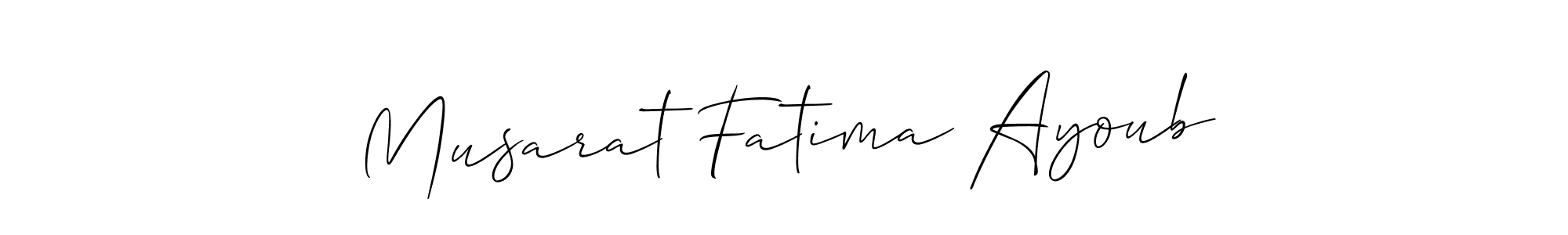 Also You can easily find your signature by using the search form. We will create Musarat Fatima Ayoub name handwritten signature images for you free of cost using Allison_Script sign style. Musarat Fatima Ayoub signature style 2 images and pictures png