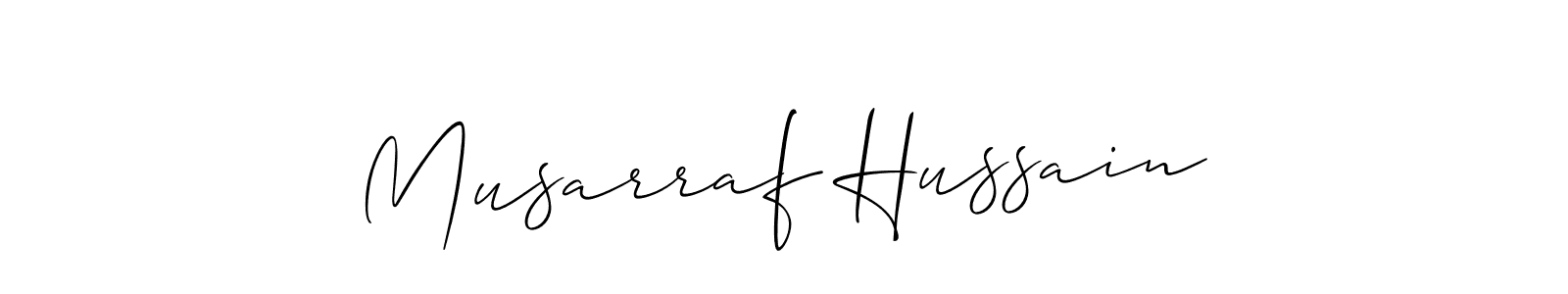 Also You can easily find your signature by using the search form. We will create Musarraf Hussain name handwritten signature images for you free of cost using Allison_Script sign style. Musarraf Hussain signature style 2 images and pictures png