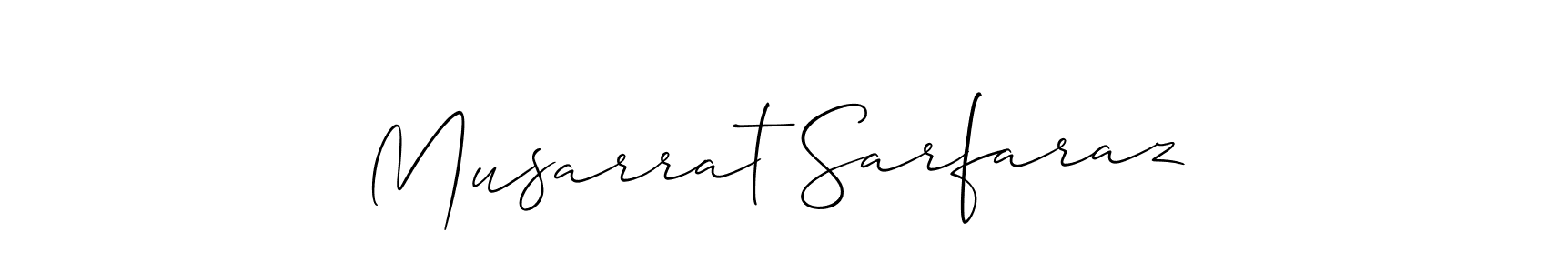 Also You can easily find your signature by using the search form. We will create Musarrat Sarfaraz name handwritten signature images for you free of cost using Allison_Script sign style. Musarrat Sarfaraz signature style 2 images and pictures png