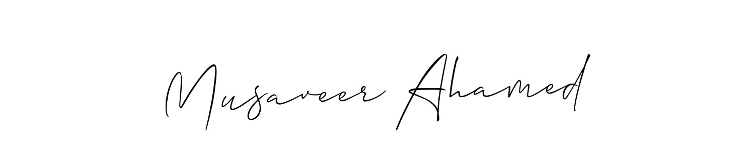 How to make Musaveer Ahamed name signature. Use Allison_Script style for creating short signs online. This is the latest handwritten sign. Musaveer Ahamed signature style 2 images and pictures png