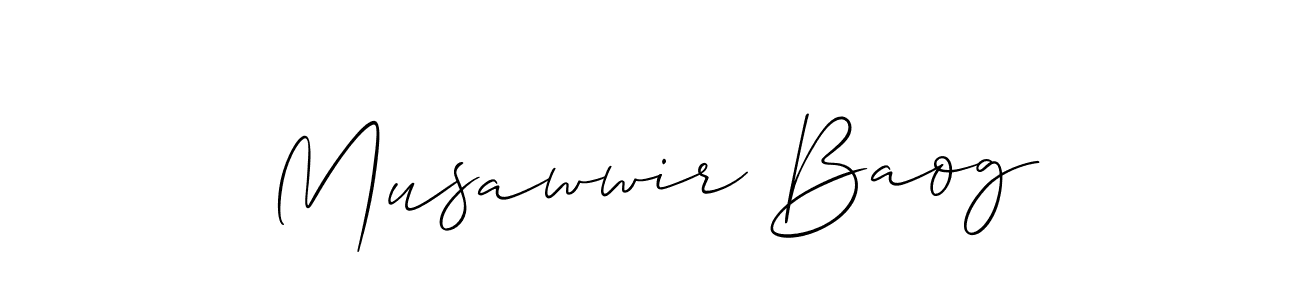 How to make Musawwir Baog name signature. Use Allison_Script style for creating short signs online. This is the latest handwritten sign. Musawwir Baog signature style 2 images and pictures png