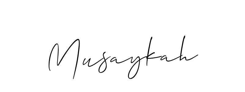 Allison_Script is a professional signature style that is perfect for those who want to add a touch of class to their signature. It is also a great choice for those who want to make their signature more unique. Get Musaykah name to fancy signature for free. Musaykah signature style 2 images and pictures png