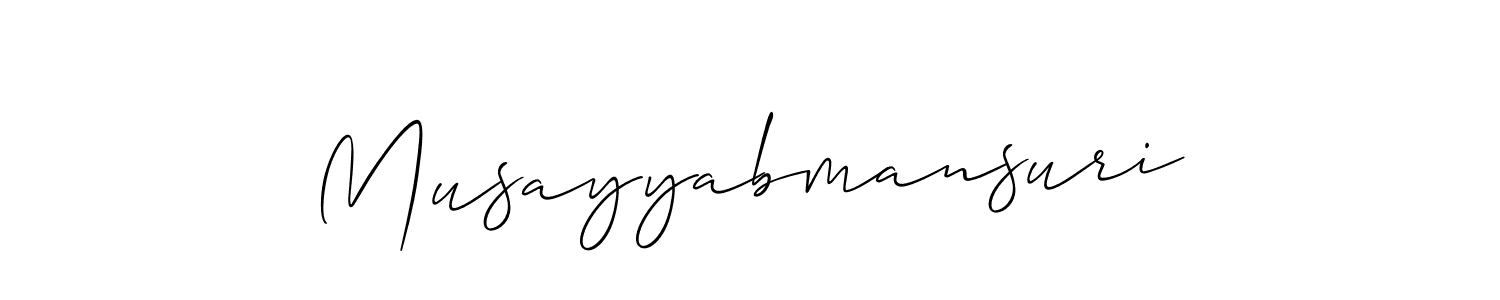 Create a beautiful signature design for name Musayyabmansuri. With this signature (Allison_Script) fonts, you can make a handwritten signature for free. Musayyabmansuri signature style 2 images and pictures png