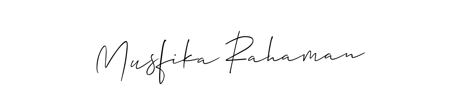 Use a signature maker to create a handwritten signature online. With this signature software, you can design (Allison_Script) your own signature for name Musfika Rahaman. Musfika Rahaman signature style 2 images and pictures png