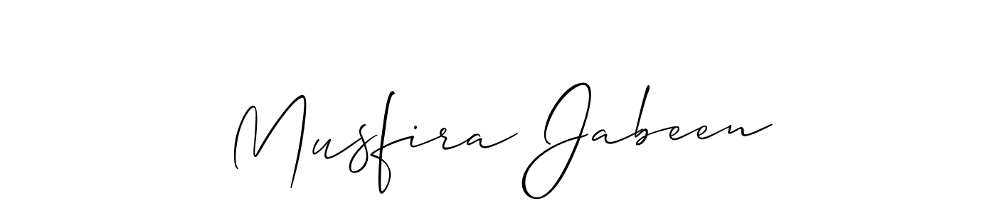 It looks lik you need a new signature style for name Musfira Jabeen. Design unique handwritten (Allison_Script) signature with our free signature maker in just a few clicks. Musfira Jabeen signature style 2 images and pictures png