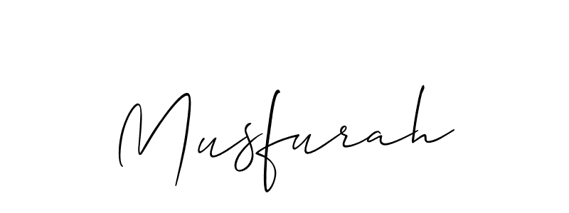 The best way (Allison_Script) to make a short signature is to pick only two or three words in your name. The name Musfurah include a total of six letters. For converting this name. Musfurah signature style 2 images and pictures png