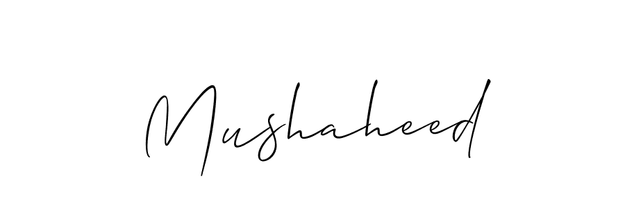 The best way (Allison_Script) to make a short signature is to pick only two or three words in your name. The name Mushaheed include a total of six letters. For converting this name. Mushaheed signature style 2 images and pictures png