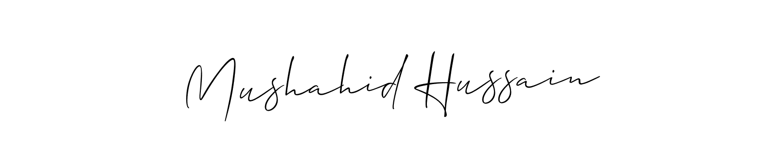 Make a beautiful signature design for name Mushahid Hussain. With this signature (Allison_Script) style, you can create a handwritten signature for free. Mushahid Hussain signature style 2 images and pictures png