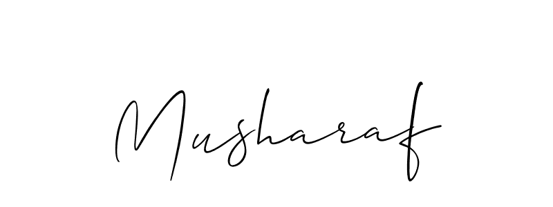Design your own signature with our free online signature maker. With this signature software, you can create a handwritten (Allison_Script) signature for name Musharaf. Musharaf signature style 2 images and pictures png